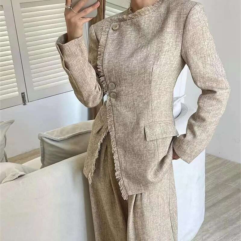 Casual Suit Sets 2024 New Women's Spring And Autumn Two-Piece Fringed Design Jacket Casual+Pants Set