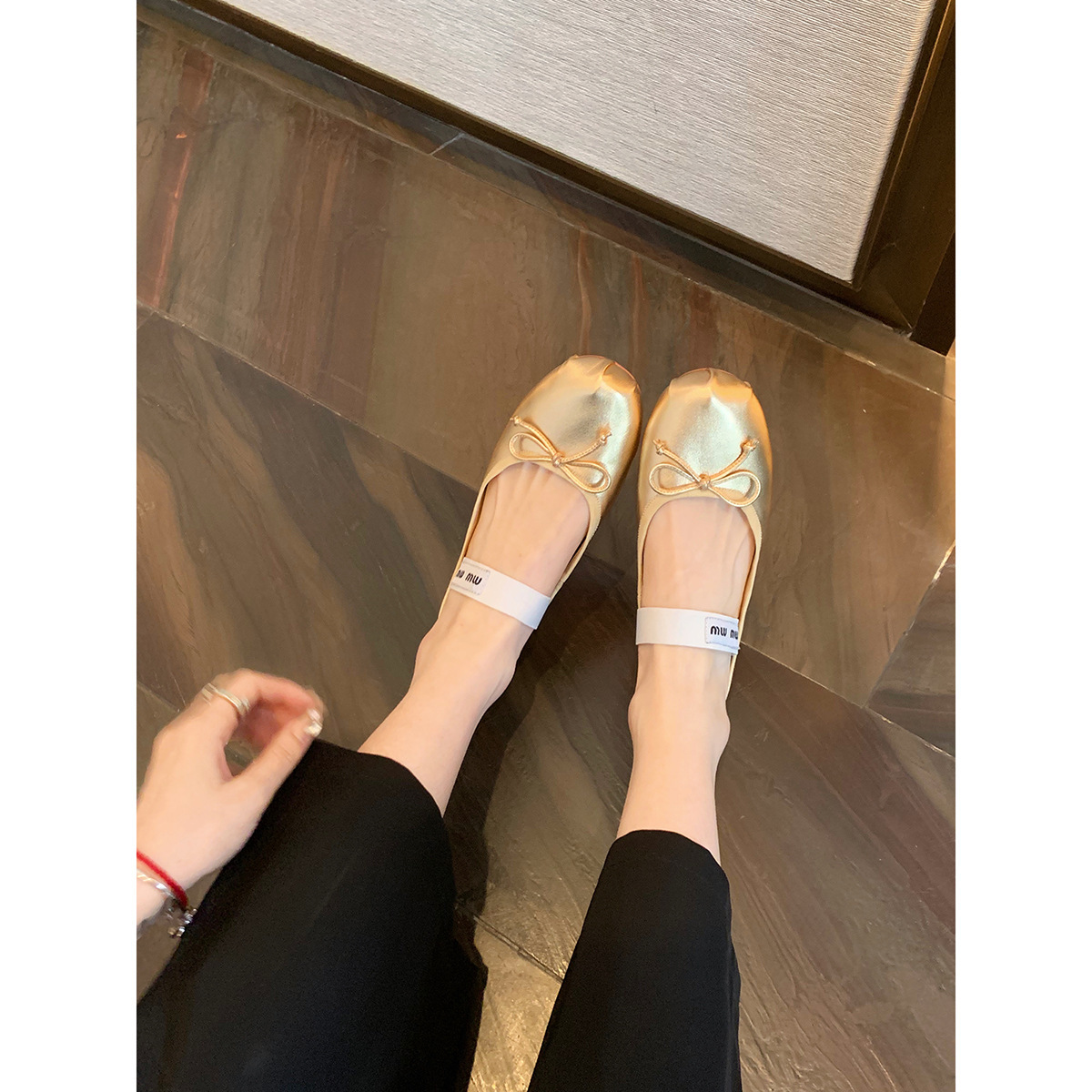 designer shoes new Women's flat Mary Jane ballet single shoes with fairy style bow and one-word strap