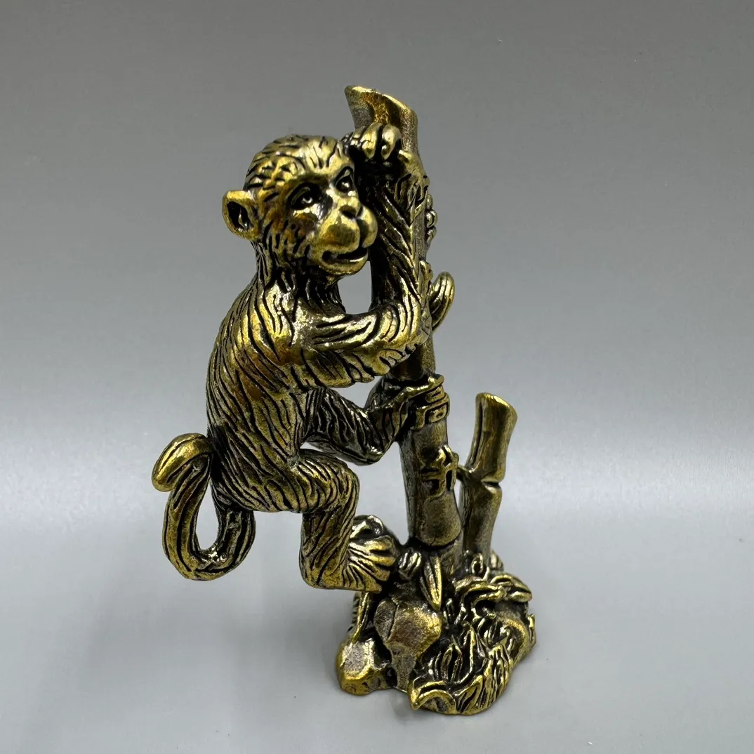 Hot Solid Brass Monkey Figurine Statue House Office Decoration Animal Figurines Toys