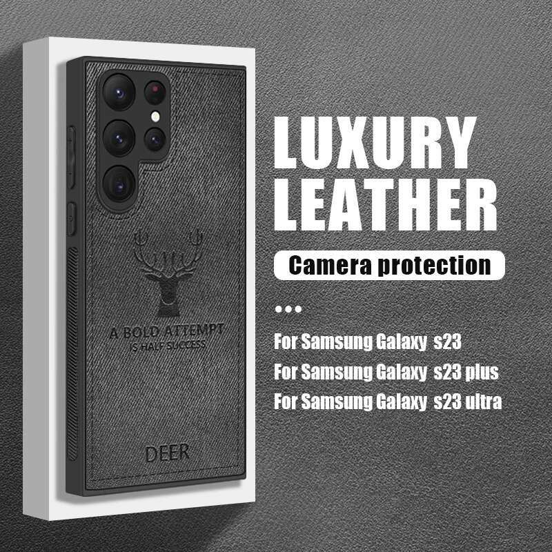Slim Fabric Skin Deer Case For Samsung Galaxy S23 FE S22 S21 S24 Ultra A15 A25 A35 A55 A34 A52 A54 5G Hard Back Cover