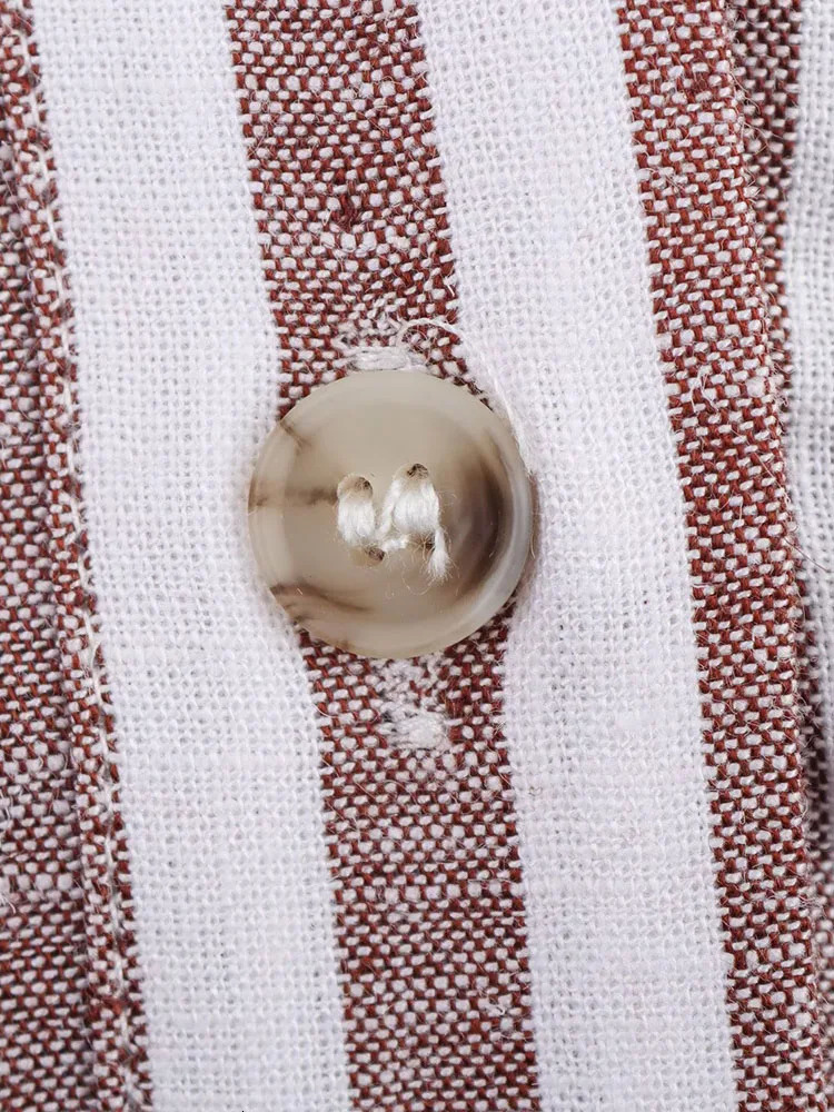 Women Summer Linen Shirts Blouses Tops 2025 Vintage Striped Loose Female Elegant Street Top Clothing 250402