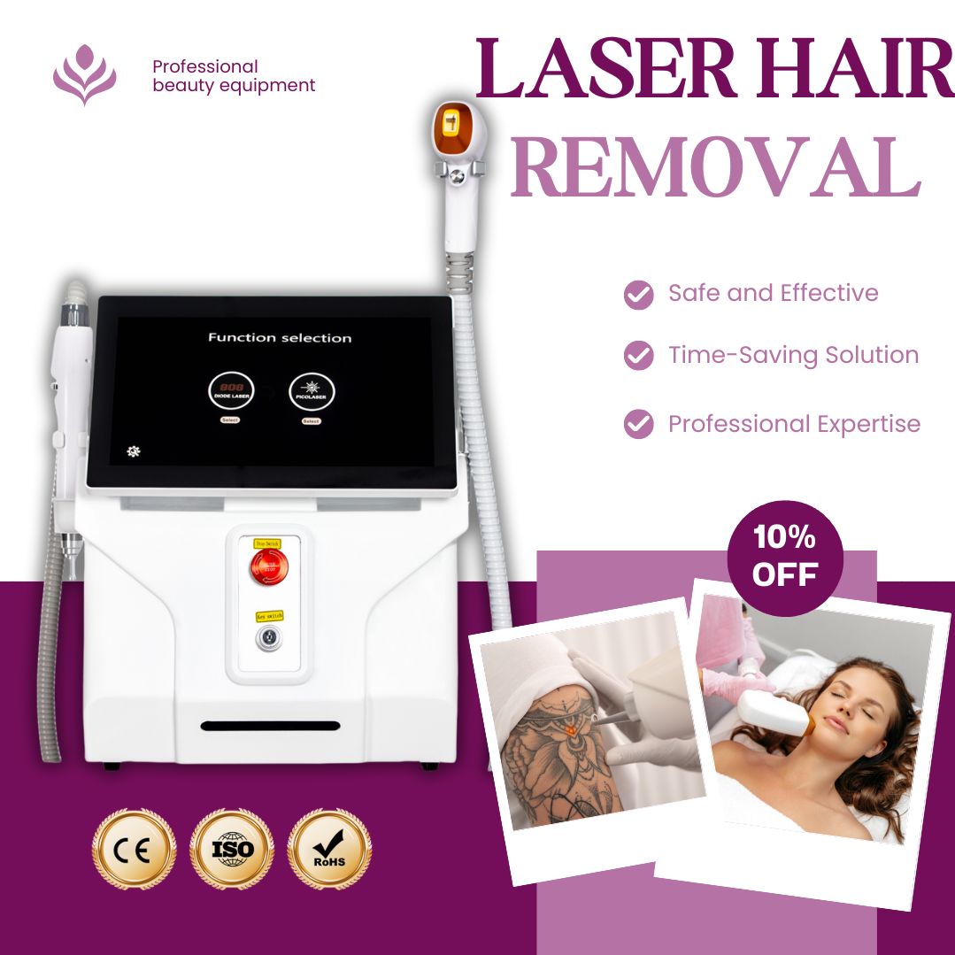 Two-In-One Diode Laser Hair Removal and Picosecond Laser Device For Fast Treatment, Safe Operation and Suitable For All Beauty Salons New