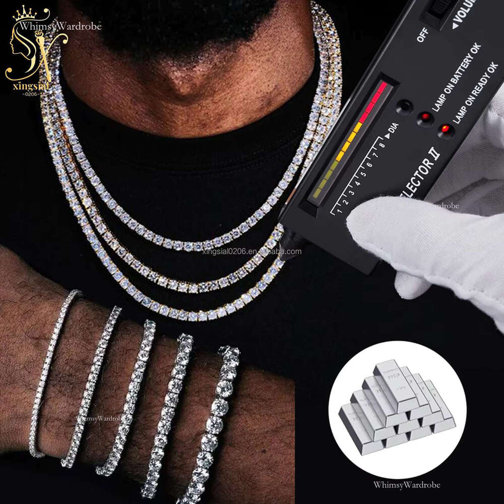sial High Quality GRA Sier 4mm Round Dia Necklace Bracelet Tennis Chain Moissanite