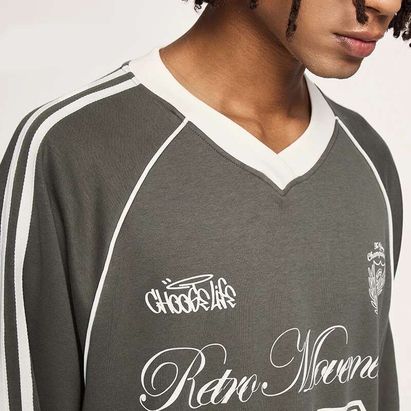 Grahpic Football Jersey Men Loose Fit Long-Sleeved Tshirts Sportswear