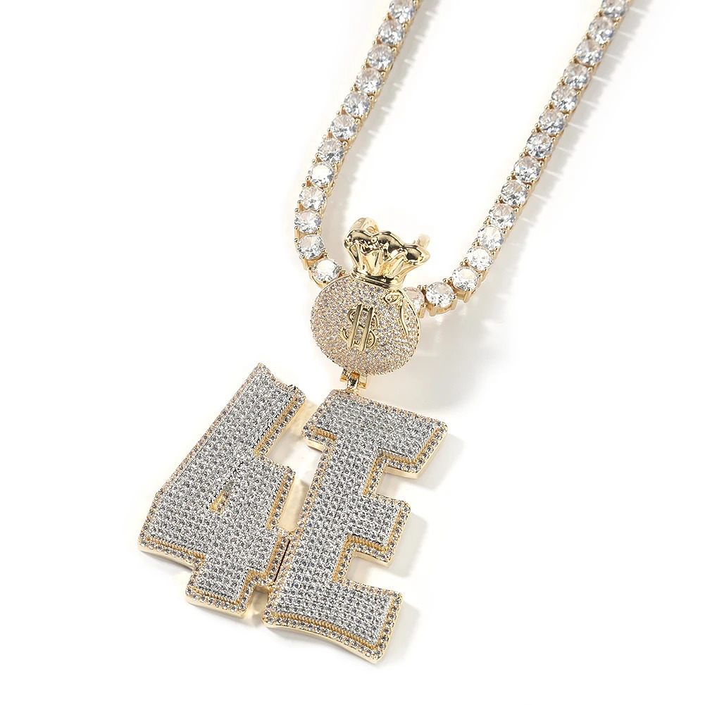 THE BLING KING Custom Double Layer Initial Letters Pendant Dollar Sign Money Bag Micro Paved Two ToneCZ NamePlate Hiphop Jewelry 251105