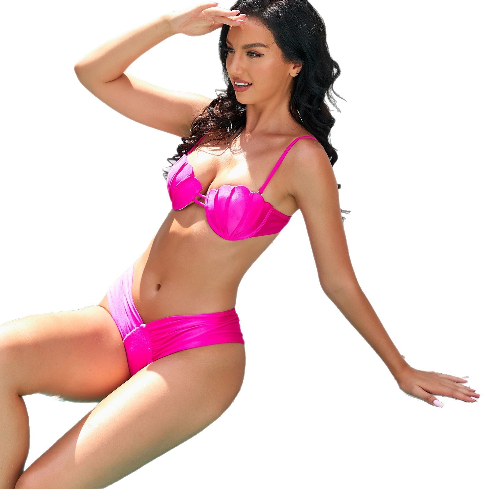 2025 Shell Chest Bag Adjustable Shoulder Strap Split Triangle Solid Color Beach Bikini Sexy Swimsuit