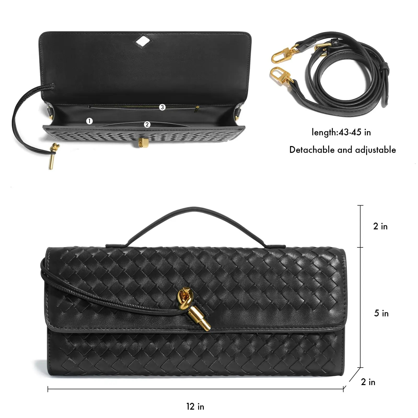 Womens woven handbags evening clutches leather formal crossbody bags 251105