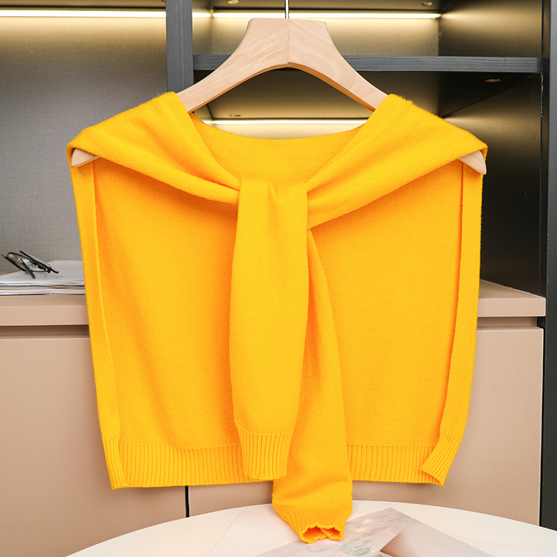 K322 Spring and summer new worsted wool shawl women's shirt outer knotted scarf air-conditioned room Korean version versatile shoulder pad blue