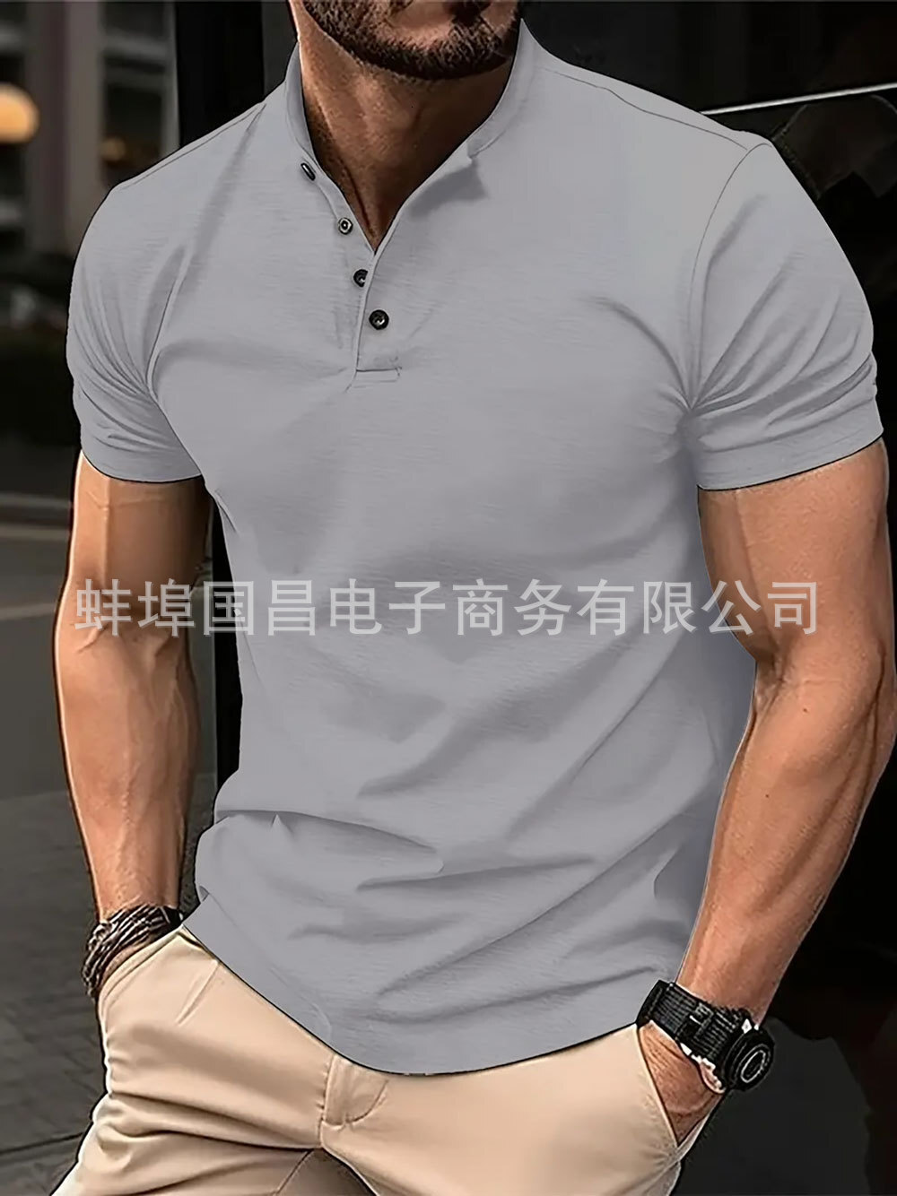 2024 Mens Digital Printed Casual Buckle Short Sleeve T-shirt Polo Top