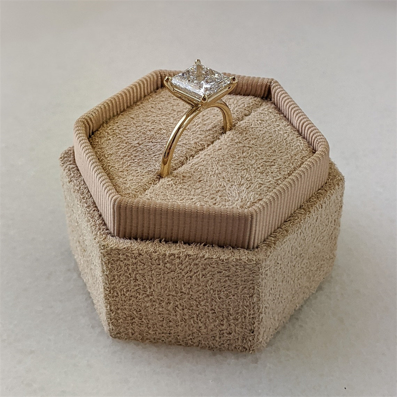 18K Yellow Gold Solitaire Lab Grown Diamond Ring 3.0 Carat Princess Womens Real Gold Ring Wedding Engagement Ring For Women IGI Certificate