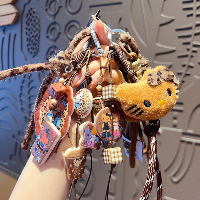 designer bag charm handmade dIy melad leopard print bracelet pendant plush beaded fashion series bag keychain small ornament