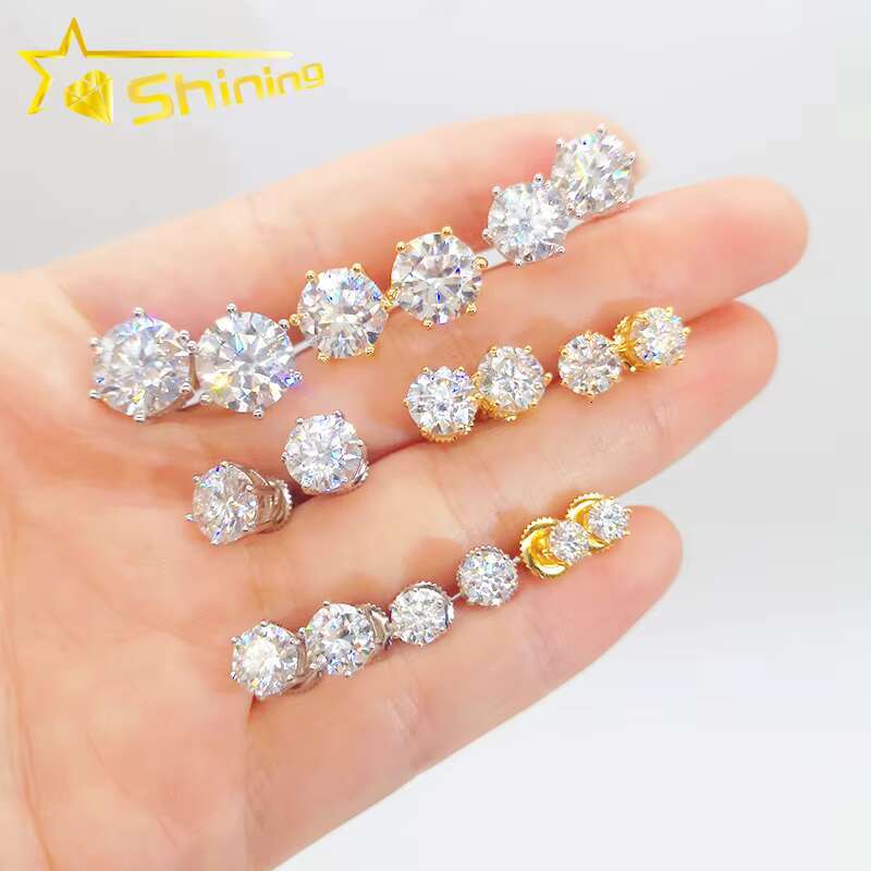 Hot Sale Pass Diamond Tester Round Vvs Moissanite Jewelry Moissanite Stud Earring