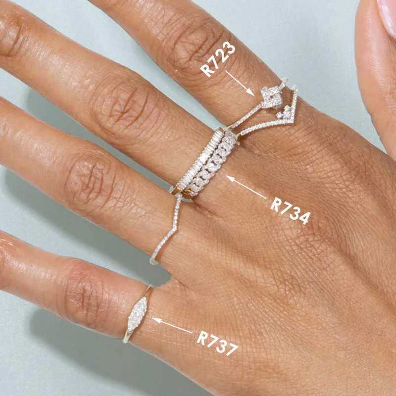 Dainty Minimalist Stacking Ring For Women Trend Cubic Zircon Gold Color Crystal Finger Accessories for Female Jewelry Gift R737 Z250407