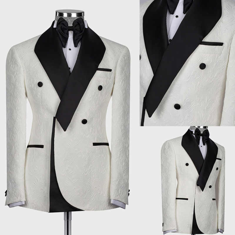 New Arrivals One Piece Black And White Spring Summer Men Suits Set Blazer With Shawl Lapel Customized Groom Wedding Tuxedo Formal Prom Jacket