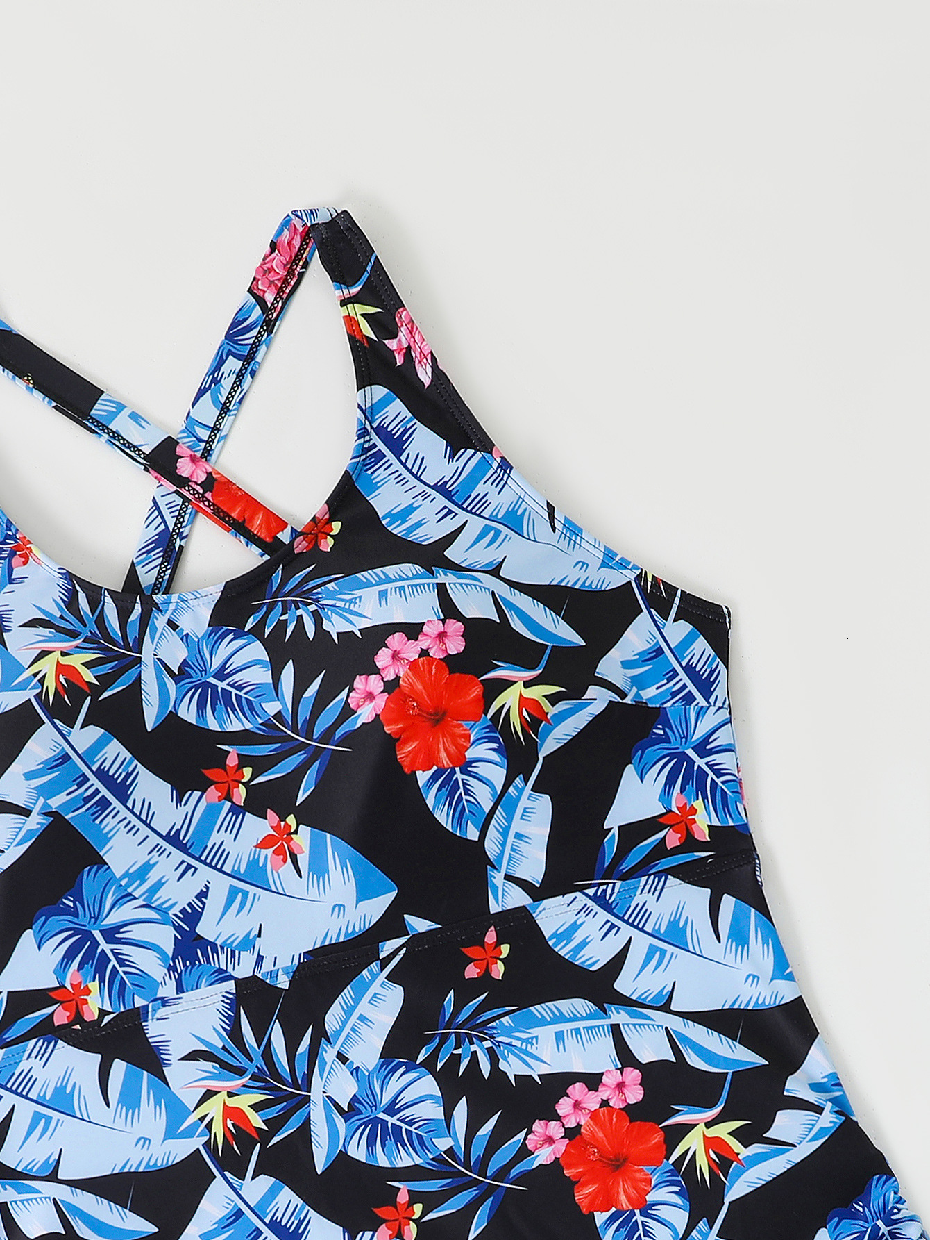 Large digital print with drawstring on both sides, independent shorts set, bikiniga plus fat women's swimsuit