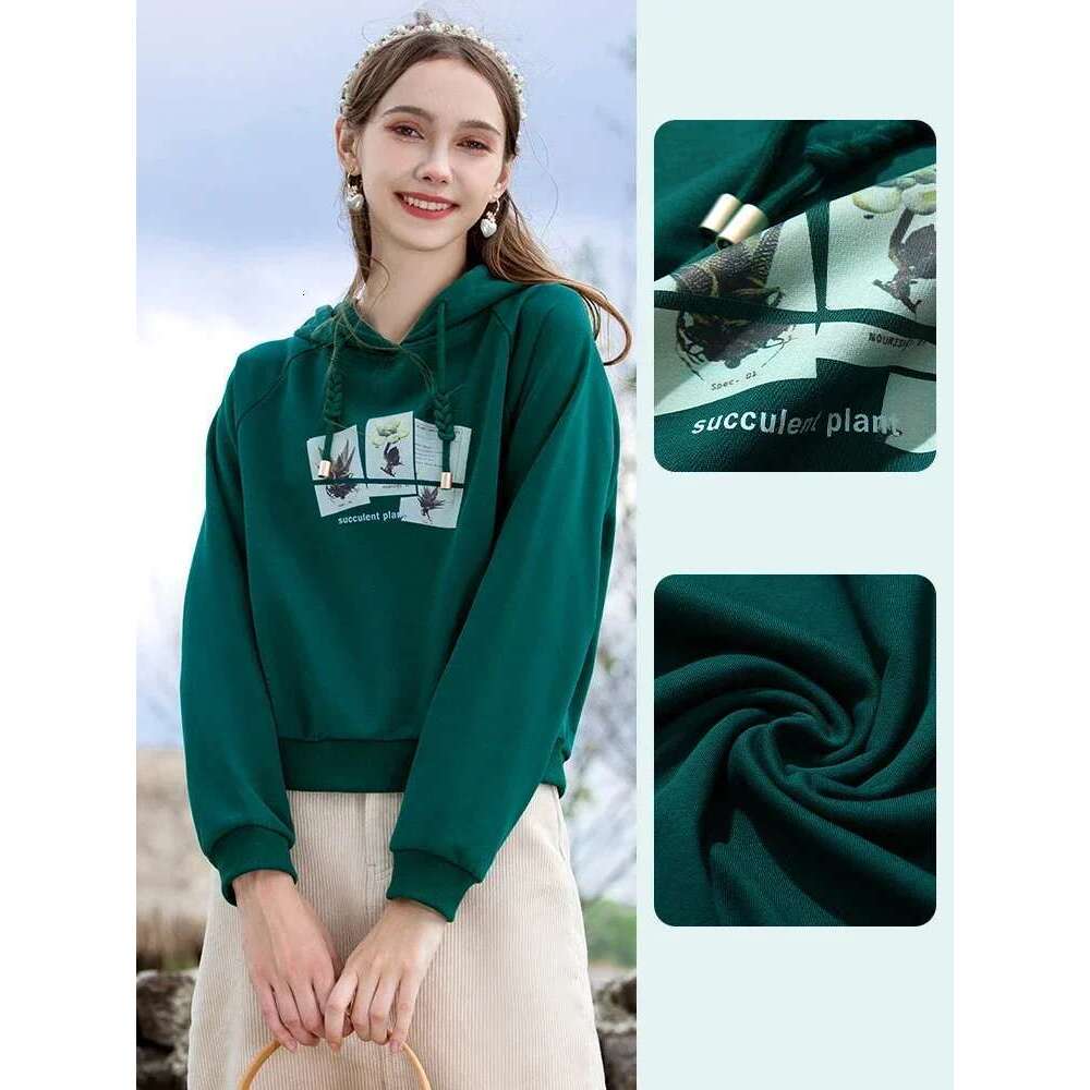 Christmas Pullover Women Loose Casual Printed Long Sleeves Cotton Hoodies Female Clothing