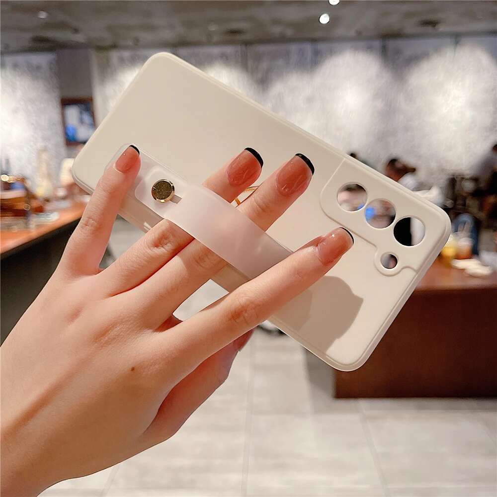 Love Heart Wristband Holder Phone Case For Samsung S25 S24 S23 S22 S21 Plus Note 20 Ultra S20 FE A52 A72 A42 A51 A71 Soft Cover