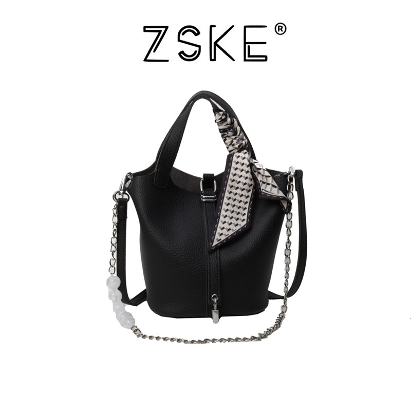 2025S Designer Women S Bag Litchi Patterned Silk Scarf Handbag New Fashionable Bead Crossbody Commuting Versatile Single Shoulder Bucket Bag