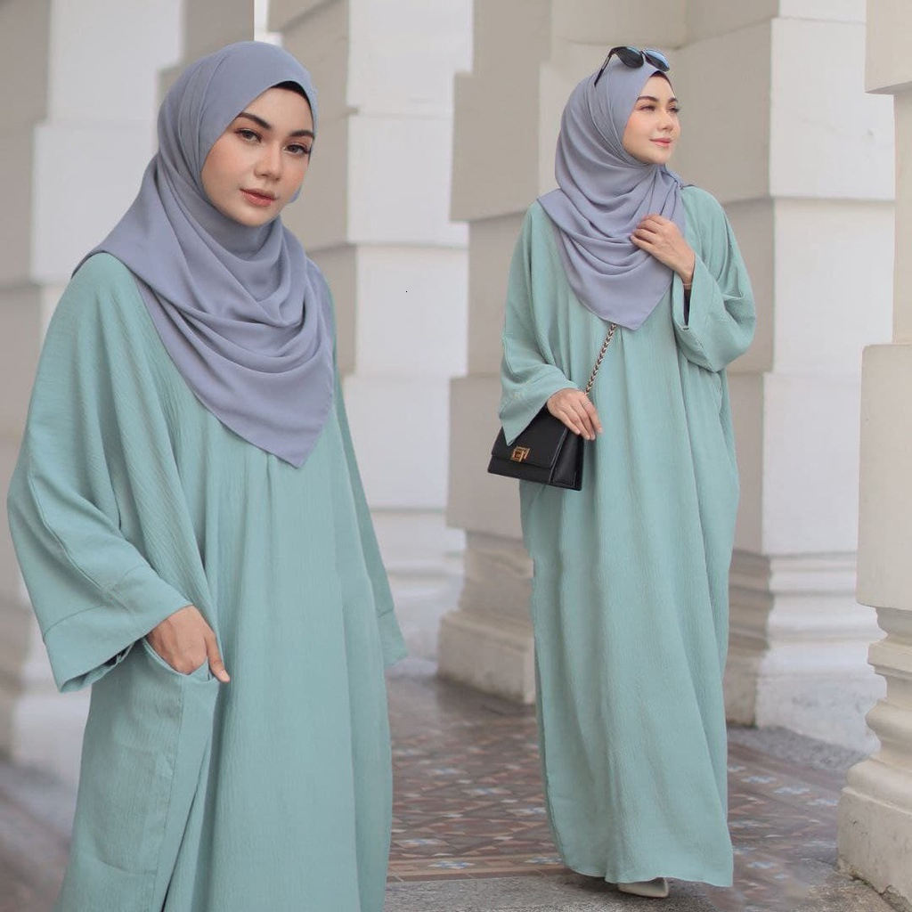 Tiktok Muslim Fashion Robe Solid Color Women's Dress Abaya Maxi Dresses Islamic Clothing