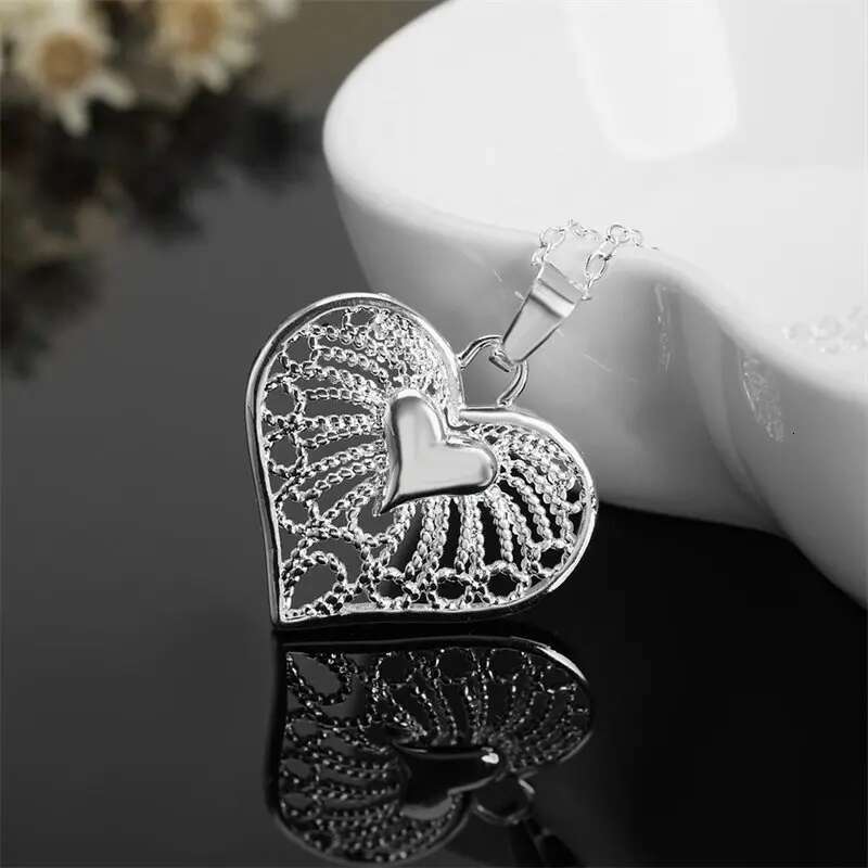Fashion Sterg Sier 18-24 Inches Fine 25MM Heart Necklace For Charm Women Wedding Party Favors Jewelry Accessories