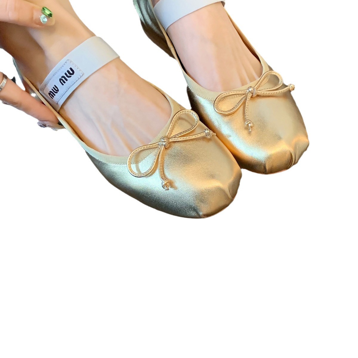 designer shoes new Women's flat Mary Jane ballet single shoes with fairy style bow and one-word strap