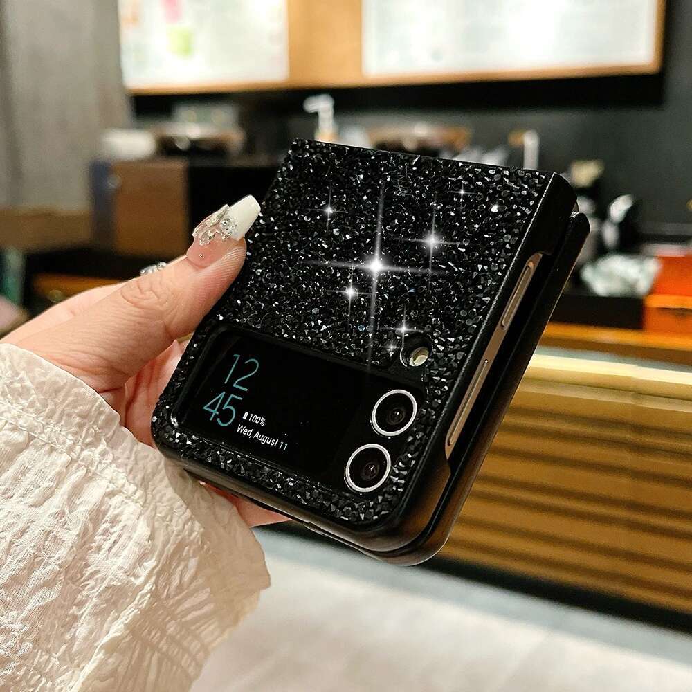 Sparkg Dia Rhies Phone Case For Samsung Galaxy Z Flip 6 5 4 3 5G Ultra Thin Shockproof Protection Soft Cover