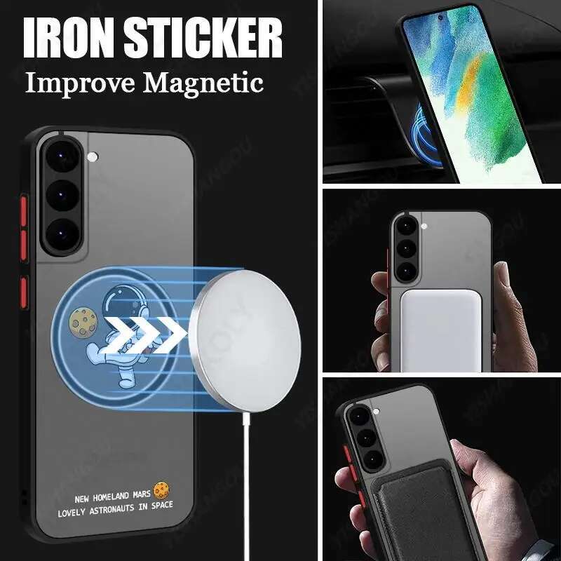Magnetic Magsafe Astronaut Case For Samsung Galaxy S23 S22 Plus S21 S20 FE S24 Ultra Slim Hard PC Back S25 Cover