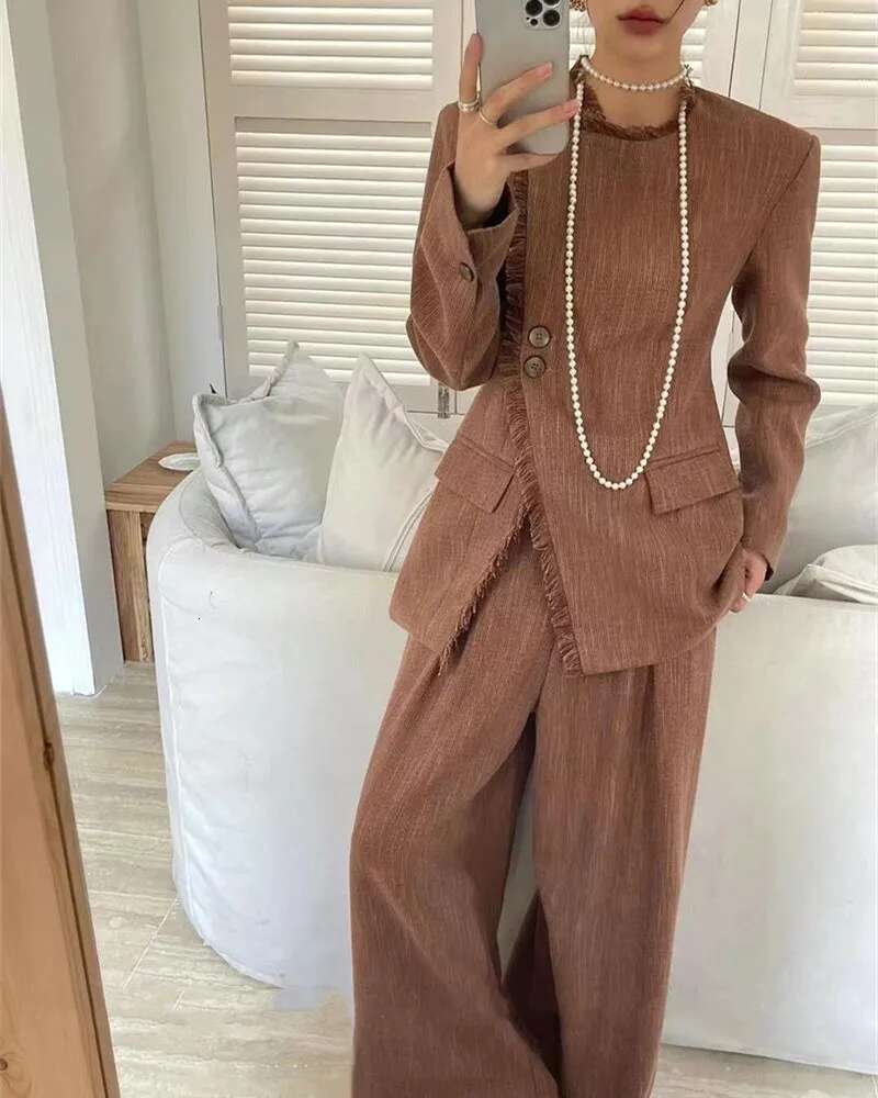 Casual Suit Sets 2024 New Women's Spring And Autumn Two-Piece Fringed Design Jacket Casual+Pants Set