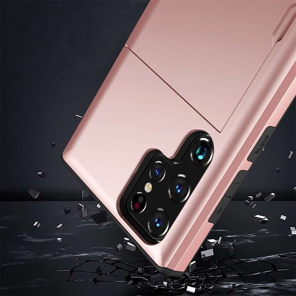 Slider Card for Samsung S24 S23 Ultra S22 S21 S20 FE S10 Plus Hard Shell Phone Case Galaxy Note 20 10 9