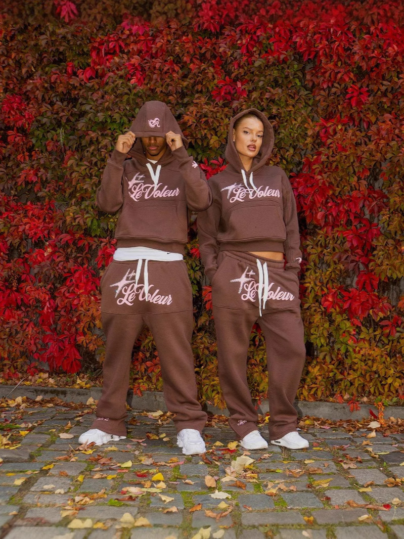 Men's tracksuit designer hoodie Sweatshirt Two Piece Set Men HipHop Letter Embroidered jacket Vintage Rhinestone Sequins sweatpants Oversize Stre