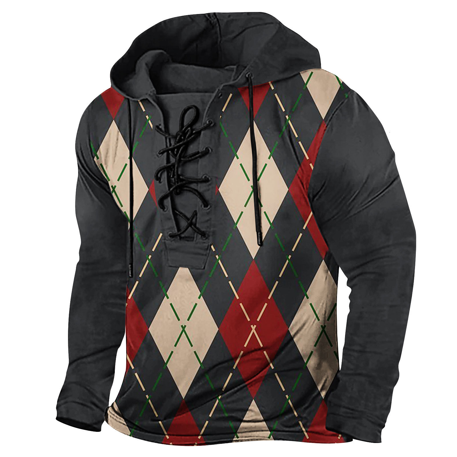 2024 New Spring Mens Tether Digital Printed Hoodie Long Sleeve Large T-shirt