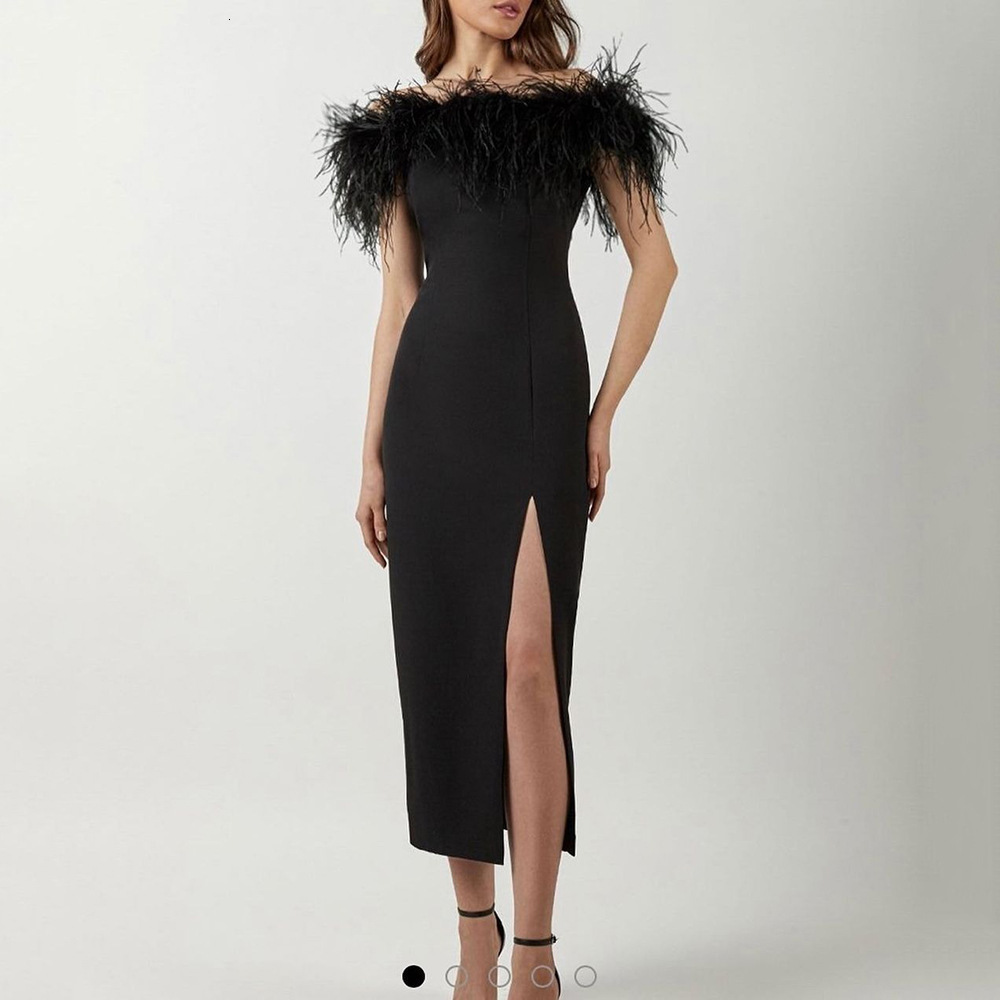 2025 Spring/summer New Womens One Shoulder Evening Dress Feather Celebrity Dress Banquet Style Long Dress