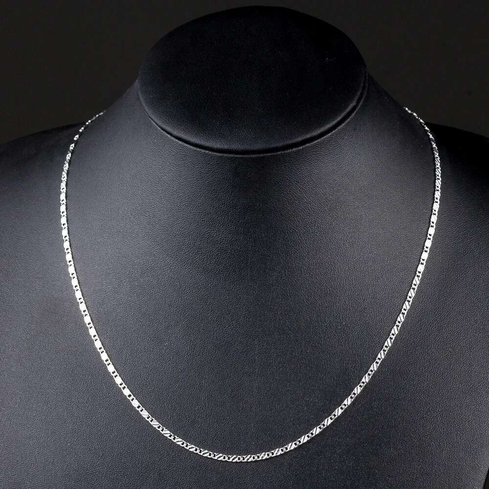 40-75cm Sterg Sier New fine 2MM flat Clavicle chains Necklaces for Men Women wedding party Jewelry Christmas gifts
