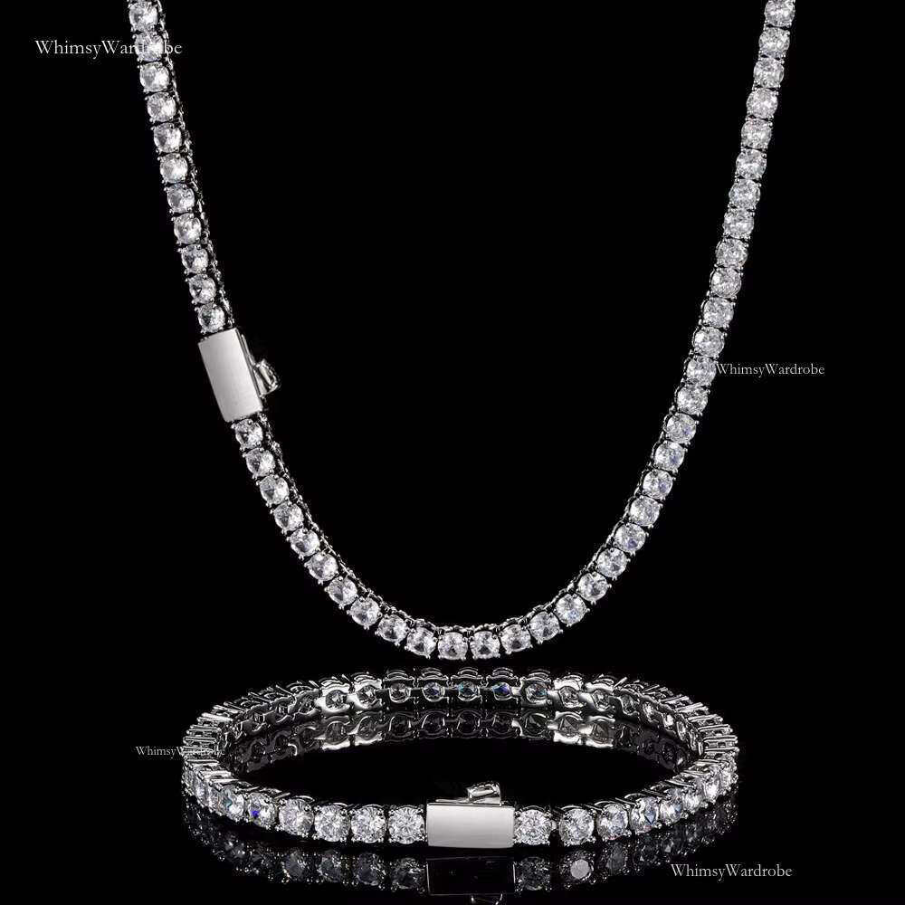 Hip Hop Sterg Sier 2mm 3mm 4mm 5mm 6mm VVS Tennis Chain Moissanite Dia Necklace