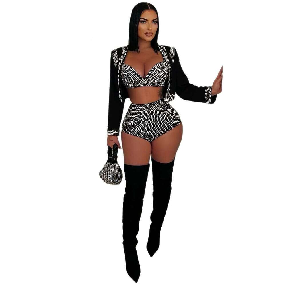 K3508 European and American Sexy Elegant Rhinestone Three-Piece Set