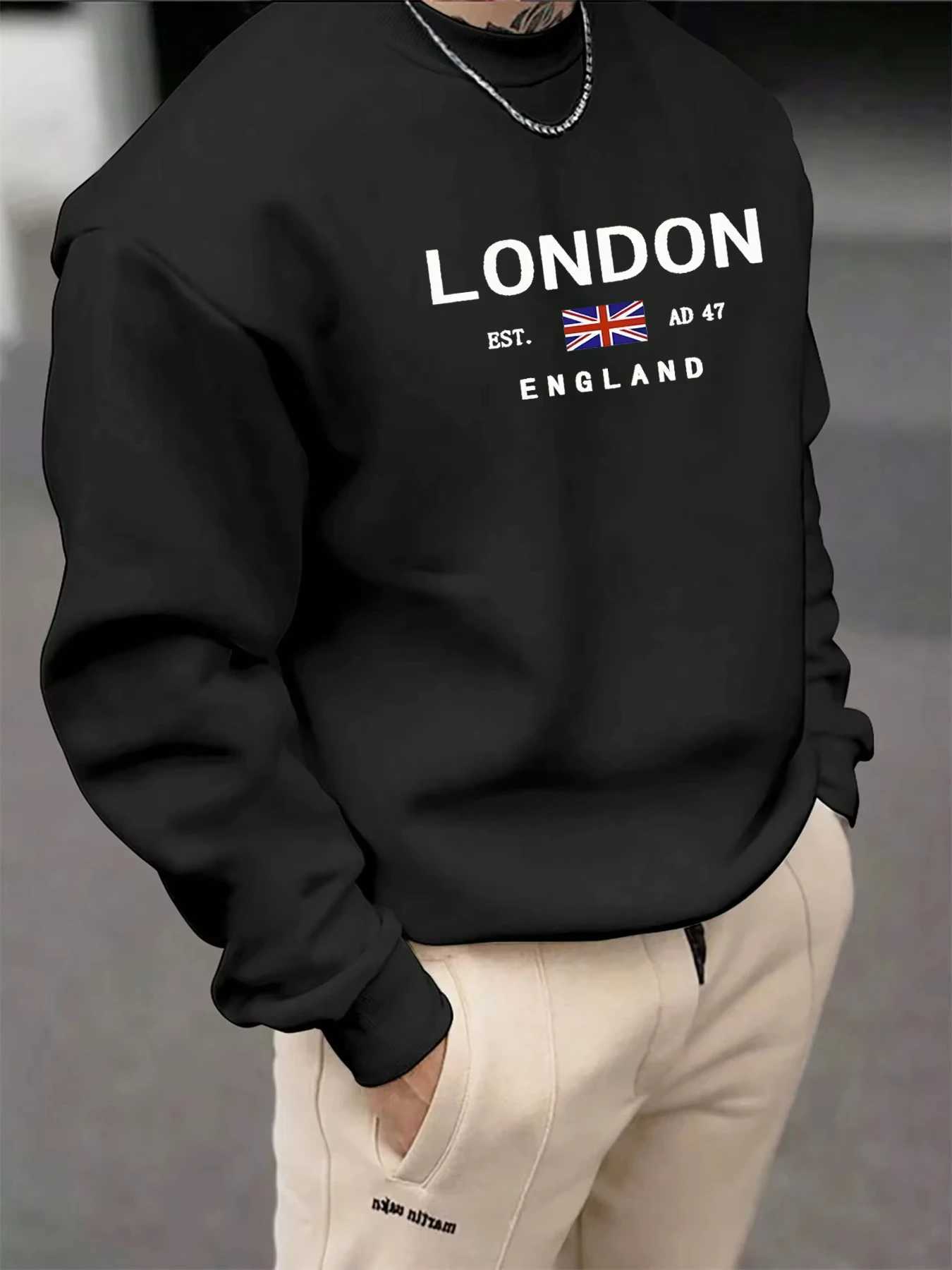2025 New Mens London England Pattern Print Cotton Sweatshirt For Men Autumn Winter Long Sleeve Pullover Casual Oversized Tops W251106