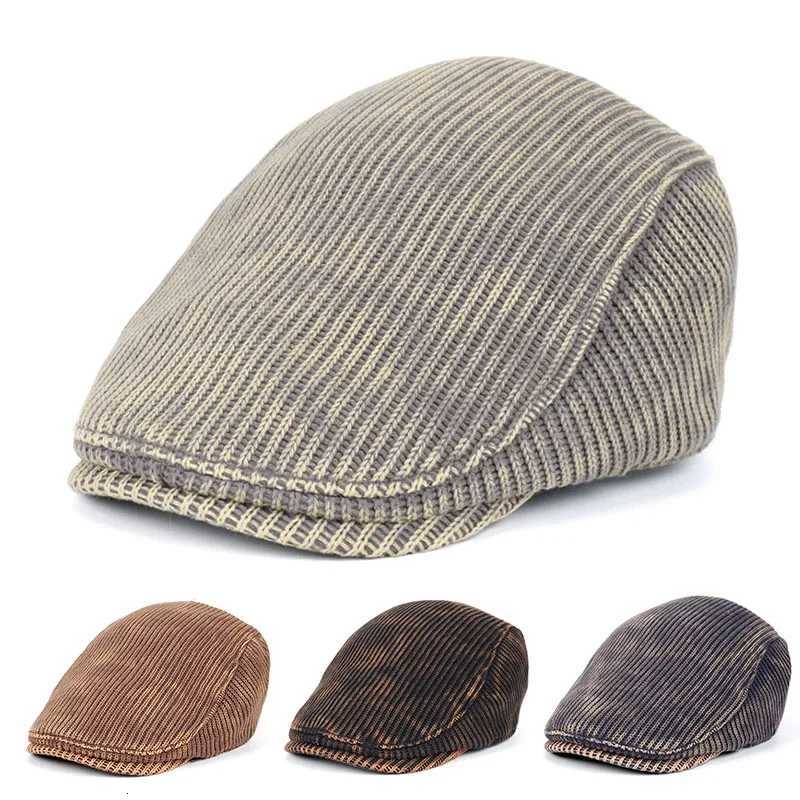 New 2025 Autumn Winter Beret Hat Women Mens Cs Tie-ed Retro Knitted Ivy Flat C Vintage Peaky Blinders Beret W251106