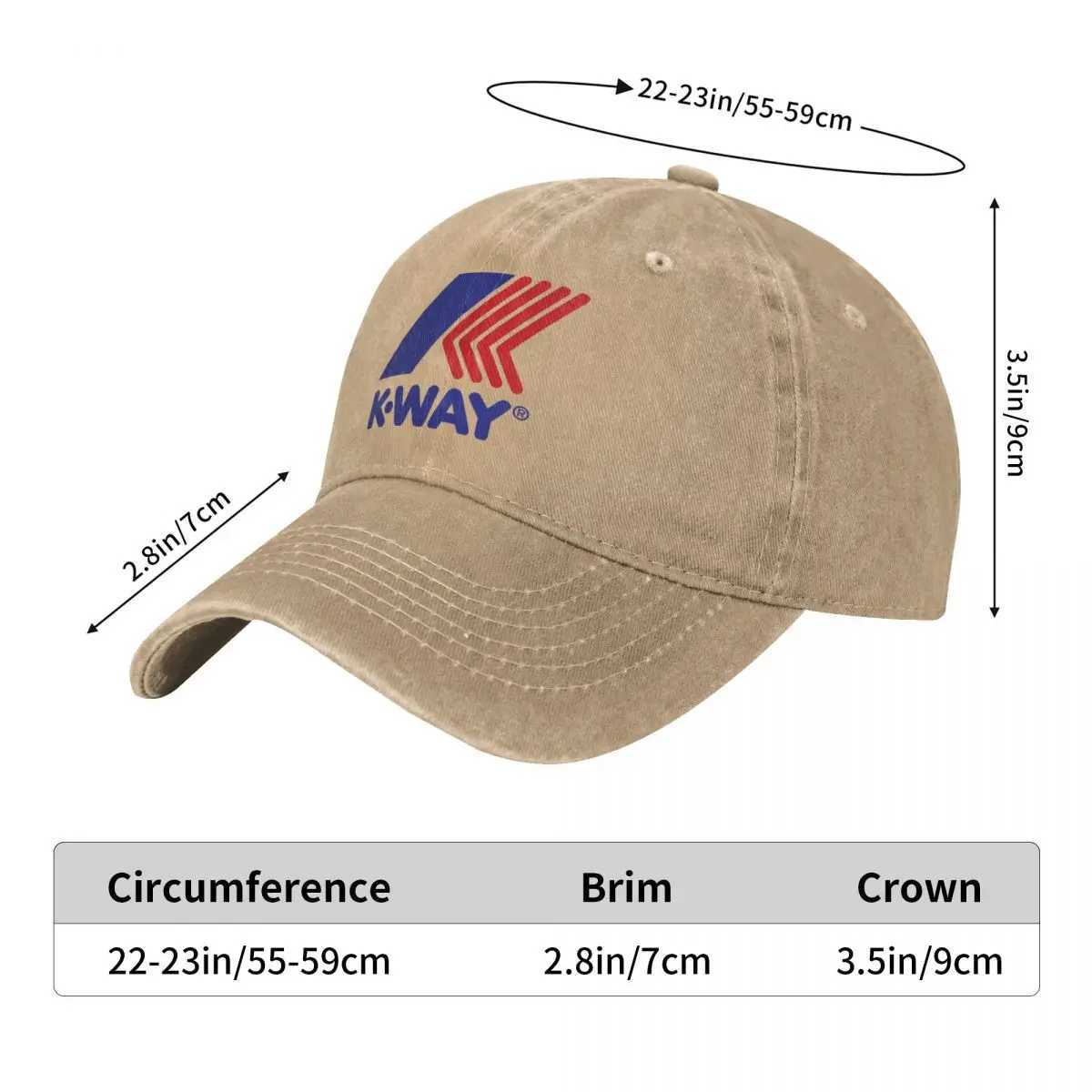 Vintage K-Ways Baseball Cap Unisex Distressed Denim Snapback Cap Outdoor Workouts Hats Cap Z250403