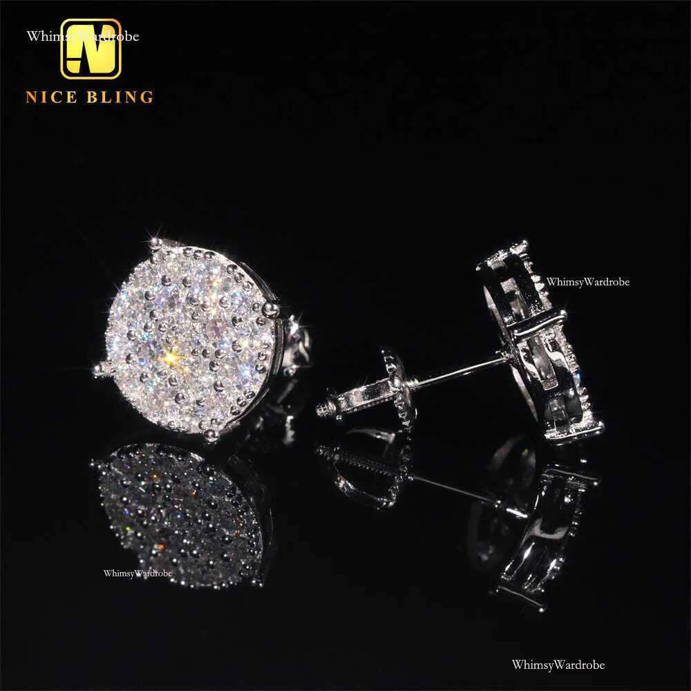 Men Style Stocks Pass Dia Tester GRA Certified Iced Out Sier Jewelry VVS Moissanite Stud Earrings