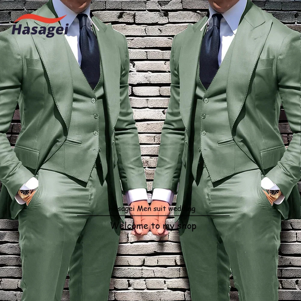 Business mens 3-piece formal jacket pants vest ultra-thin suitable for grooms wedding evening dress sharp lapel mens jacket 250402