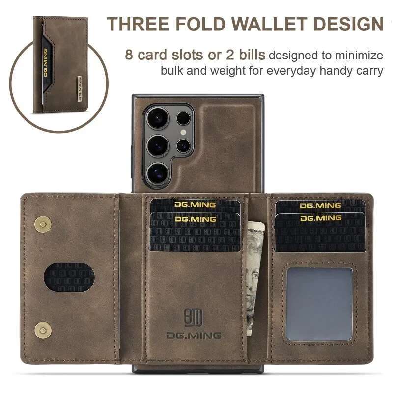 2 in 1 Detachable Wallet Card Holder Phone Case for Samsung Galaxy S25 Ultra S22 Plus S24 S23 FE A54 A16 A15 A55 A35 A36 Cover