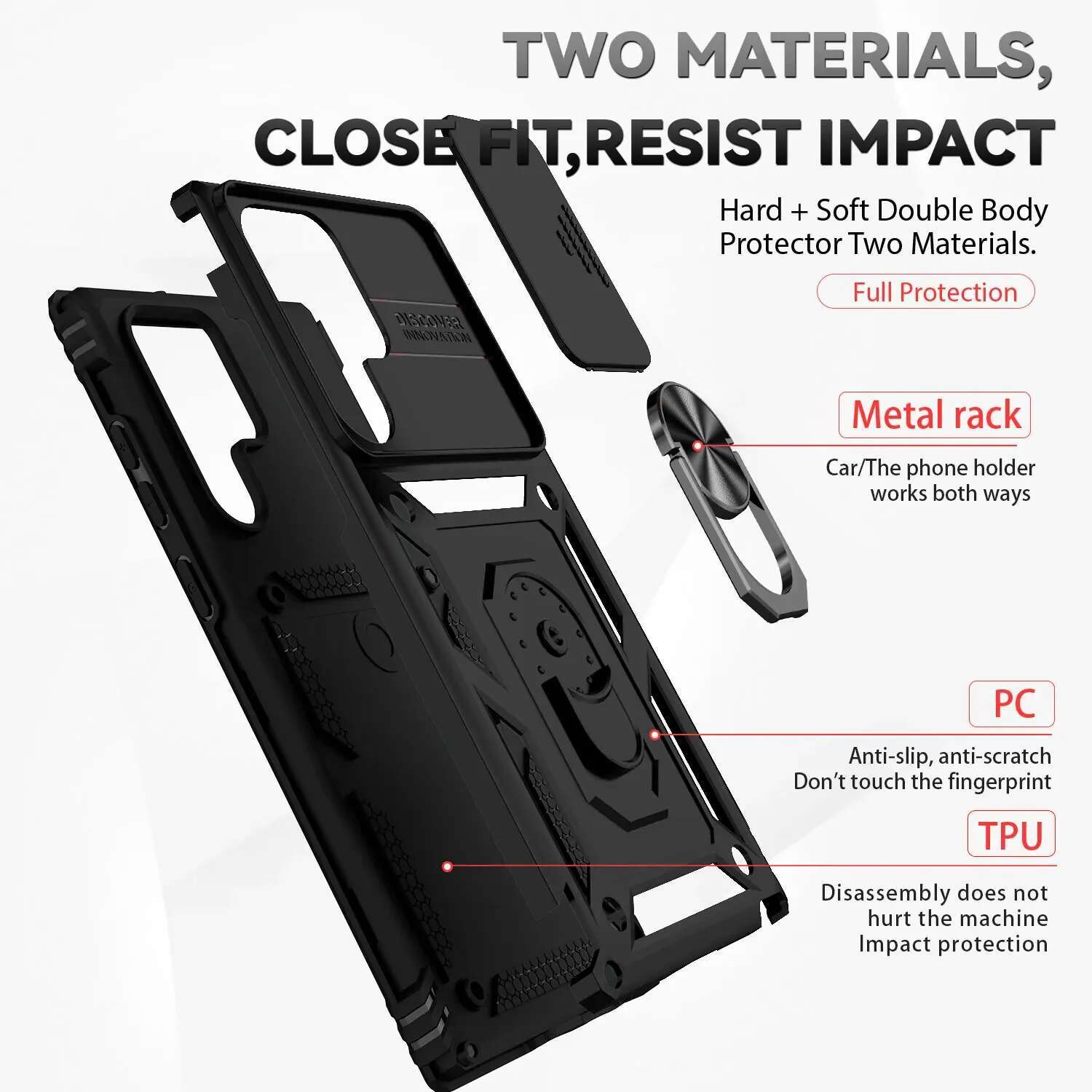 For Galaxy Case Coque Fundas Slide Lens Magnetic Holder Back Bumper Samsung S23 S24 S22 S21 Plus Ultra Cover