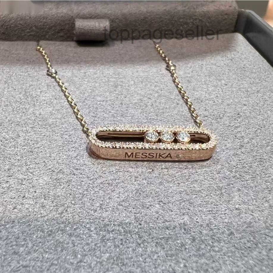 Designer Messikass Luxury Messi necklace Card Smart Three Diamond Necklace for Women Pure Silver 925 Silver Light Luxury Highend Feel Versatile Ins Collarbone Cha