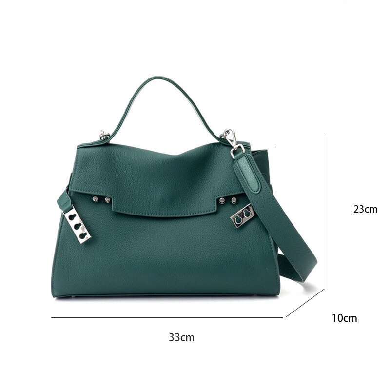Ladies Cowhide Leather Handbag Large Capacity Casual Shopping Shoulder Crossbody Bag Retro W