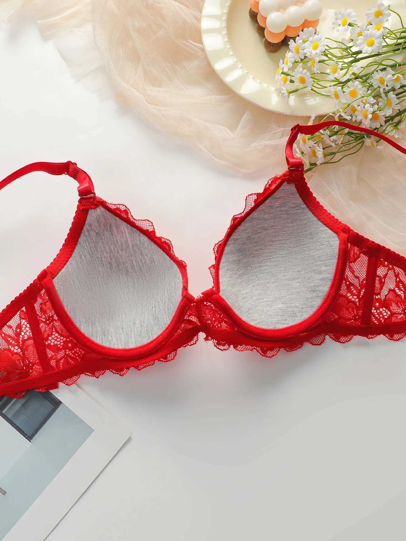 Red Lingerie lace cotton cup 2-piece set sexy and white toned lingerie set womens underwear set J3431XJ251106