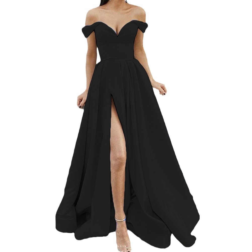 2025 Spring New Womens Multi Color Strapless V-neck Backless Large Swing Dress with Split Sleeveless Skirt