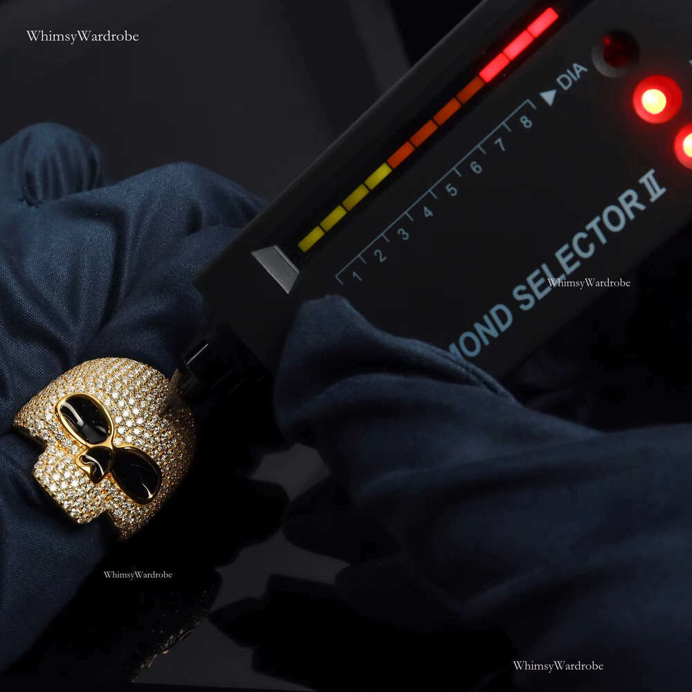 Personalized Iced Out Skelton Sier and VVS1 Moissanite Ready to Ship Customized HipHop Rings Print Inner Mark