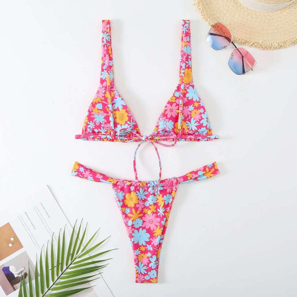 Lovely wer Print Bikini Set Women 2024 Low Waist 2-piece Swimsuit Sexy Thong Swimwear Summer Beach Vacation Bathing Suit New
