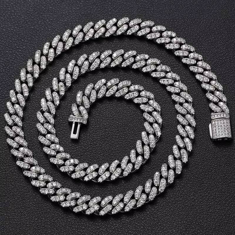 Luxury 8mm Moissanite Cuban Link Chain Iced Out Body Claw Setting Trendy Diamond Necklace Unisex Jewelry