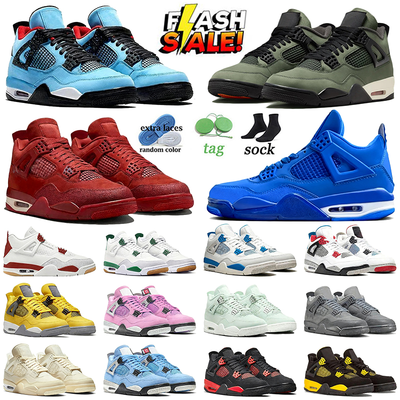 Athletic 4s OG Sneakers Basketball Shoes j4 TS Undefeated Nigel Sylvester Varsity Red Pine Green Military Blue Black Cat 4 Wet Cement Mens Womens Trainers Outdoor